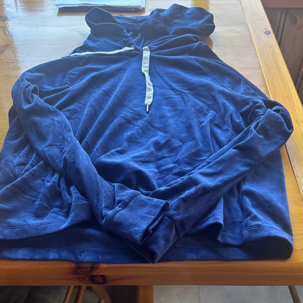 J. Crew velour blue pull over hoodie